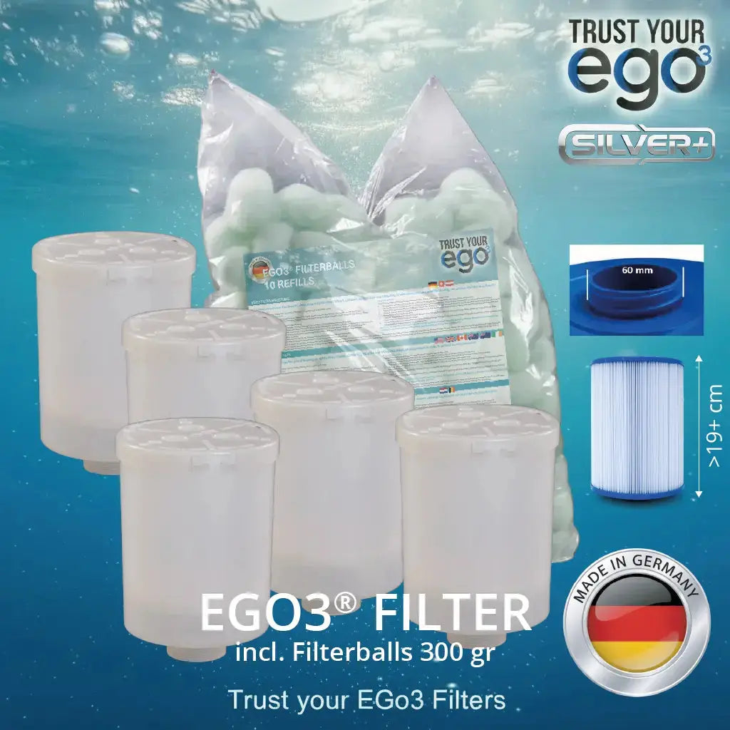 Set 4 JA – 2" (60mm) GROB Gewinde Filter für Jacuzzi inklusive 10 Filterballs Füllungen Komplettset