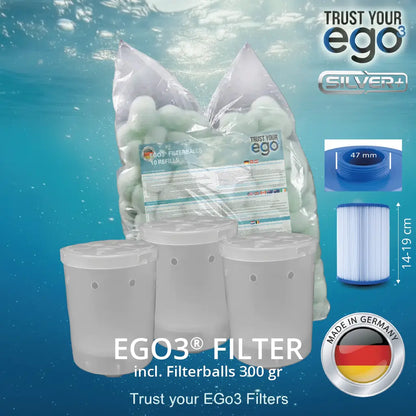 Set 1LW - 1 1/2" (approx. 46mm) FINE Thread LOW Filter for certain Wellis models including 10 filter ball fillings