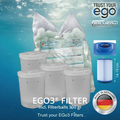 Set 1LW - 1 1/2" (approx. 46mm) FINE Thread LOW Filter for certain Wellis models including 10 filter ball fillings