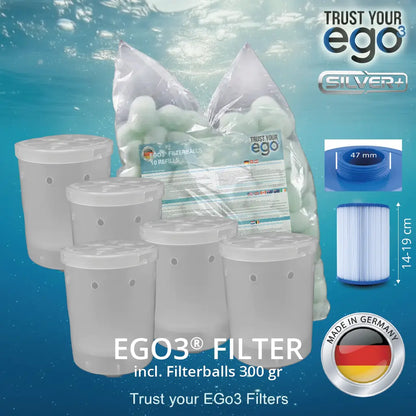 Set 1LW - 1 1/2" (approx. 46mm) FINE Thread LOW Filter for certain Wellis models including 10 filter ball fillings