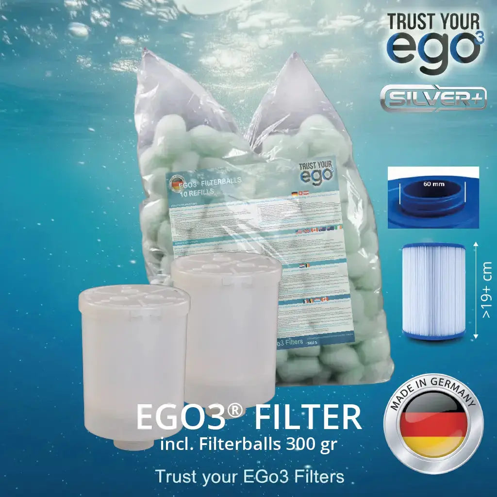 Set 4 JA – 2" (60mm) GROB Gewinde Filter für Jacuzzi inklusive 10 Filterballs Füllungen  Komplettset